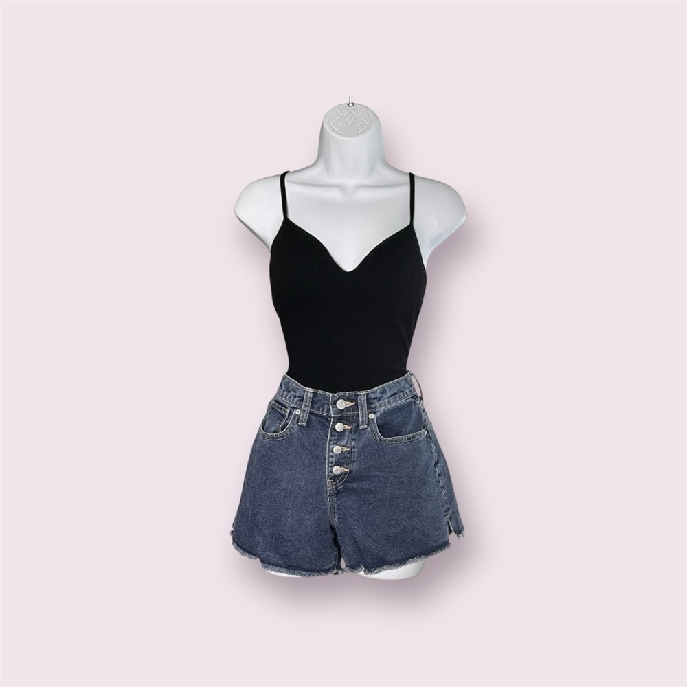 Old Navy High Rise Button Fly Denim Shorts Cutoff Sporty Frayed Hem Size14